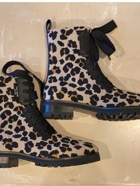 kate spade Leopard-Print Lace-Up Boots-brand new, never worn!